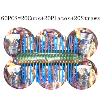 

30Pcs/60Pcs Disney Star Wars Party Supplies Set Party Paper Straws Plates Cups Disney Star Wars Birthday Party Decorations Set