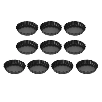 

10Pcs 3.9 Inch Diameter Non-Stick Quiche Pan Removable Round Tart Mold Cake Mould Pans with Loose Bottom