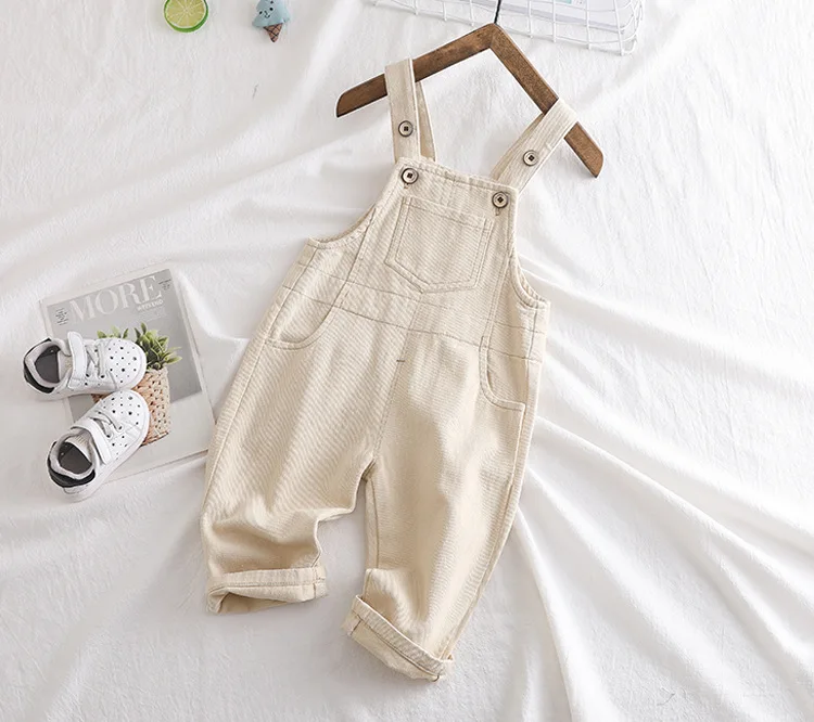 Children's Jumpsuit Fashion Korean Pocket Baby Overalls Toddler Boys Pants Spring Autumn Casual Newborn Baby Girls Jumpsuits New - Цвет: Бежевый