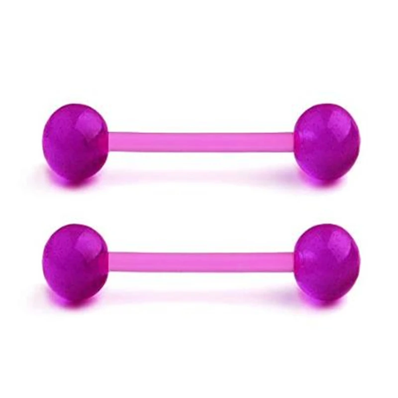 JFORYOU 14G16mm светится в темноте язык пирсинг для соска кольца фиксатор ниппель пирсинг прямая штанга гибкий акрил штанга