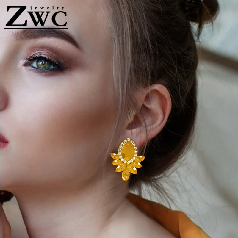 Женские винтажные серьги подвески ZWCX хрустальные геометрической формы с цветком