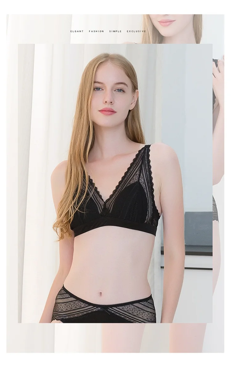 Pure Silk Women's Lace Bras Women Wire Free 3/4 Cup Solid Female Thin Bra Breasts Woman Underwear