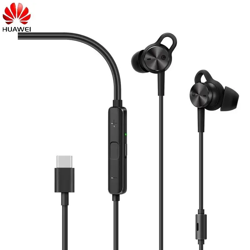 Original Huawei ANC3 Earphones 3 Active Noise Canceling Hi-Res Quality Music Type-C Remote In-Ear For Mate 10 Pro P10 Hon