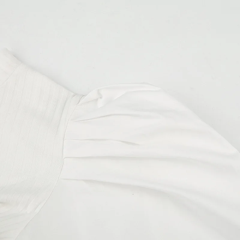 Белая офисная Футболка с рукавами-фонариками, женская элегантная футболка черного цвета и цвета хаки, Женская Осенняя Повседневная футболка в готическом стиле