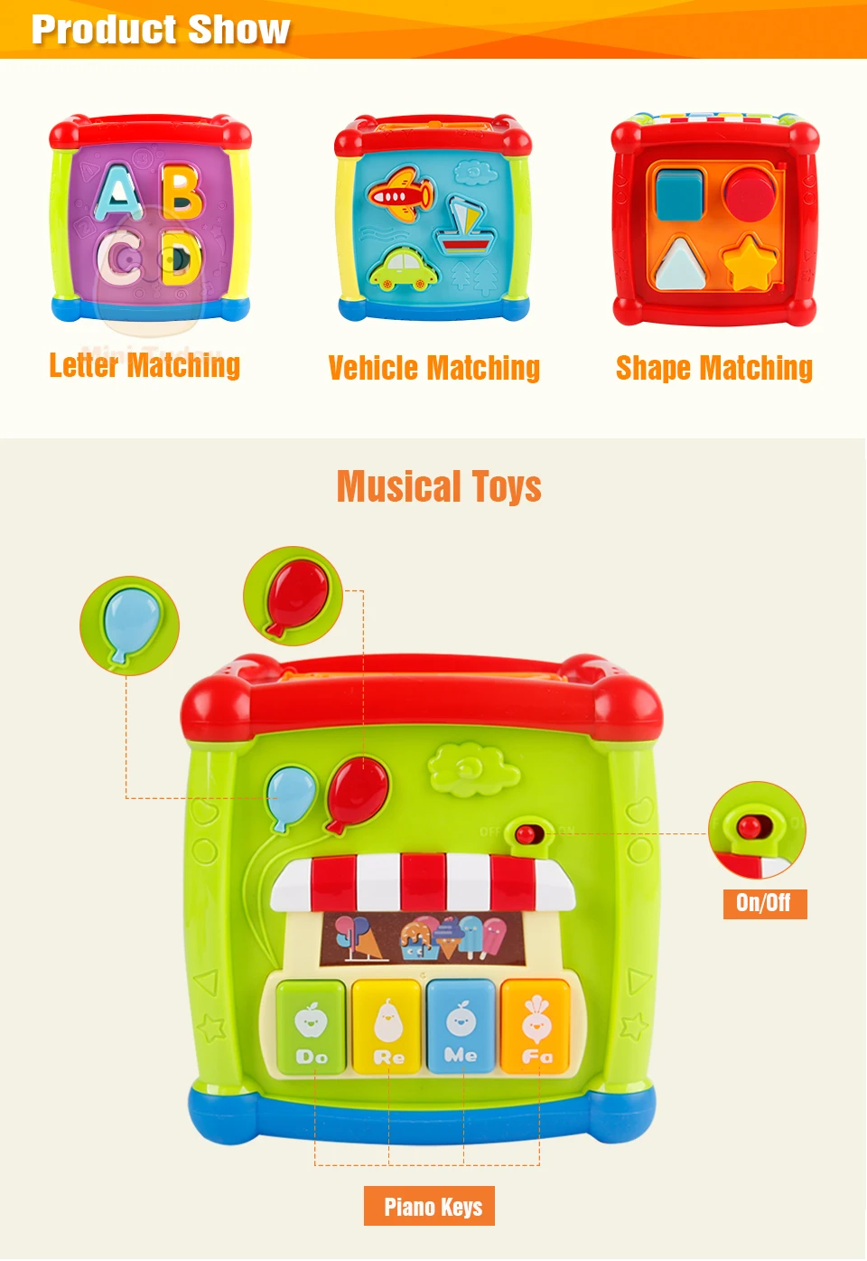 Многофункциональные Музыкальные игрушки, Музыкальная Коробка для малышей, электронные игрушки, часы-редукторы, геометрические блоки, сортировка, развивающие игрушки