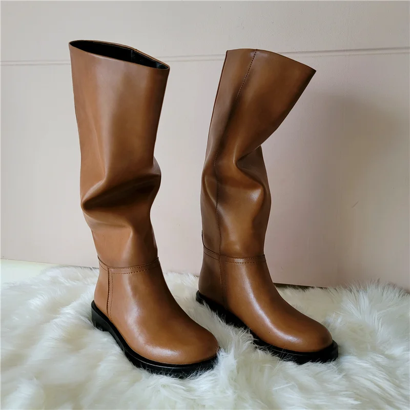 cowhide knee high boots