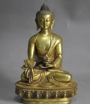 

Old Tibet buddhism bronze gilt Herbs Buddha Medicine sakyamuni Shakyamuni statue