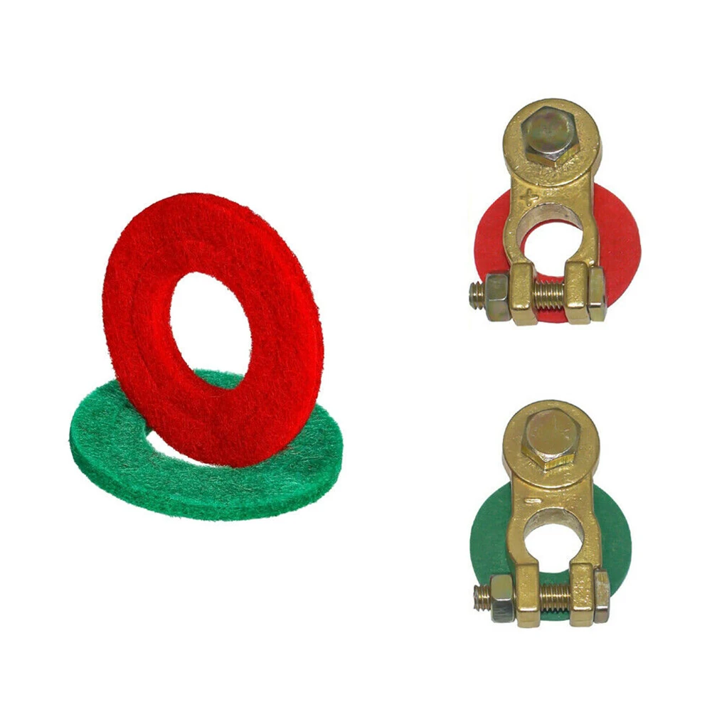 

20pcs Car Battery Terminal Washers Anti Corrosion Auto Gasket Red Green Positive Negative Terminals Protector Vehicle Ring Pads