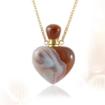

1PC Agates Necklace Natural Stone Perfume Bottle Pendant Gems Stone Diffuser Essential Oils Pendant For Necklace For Women