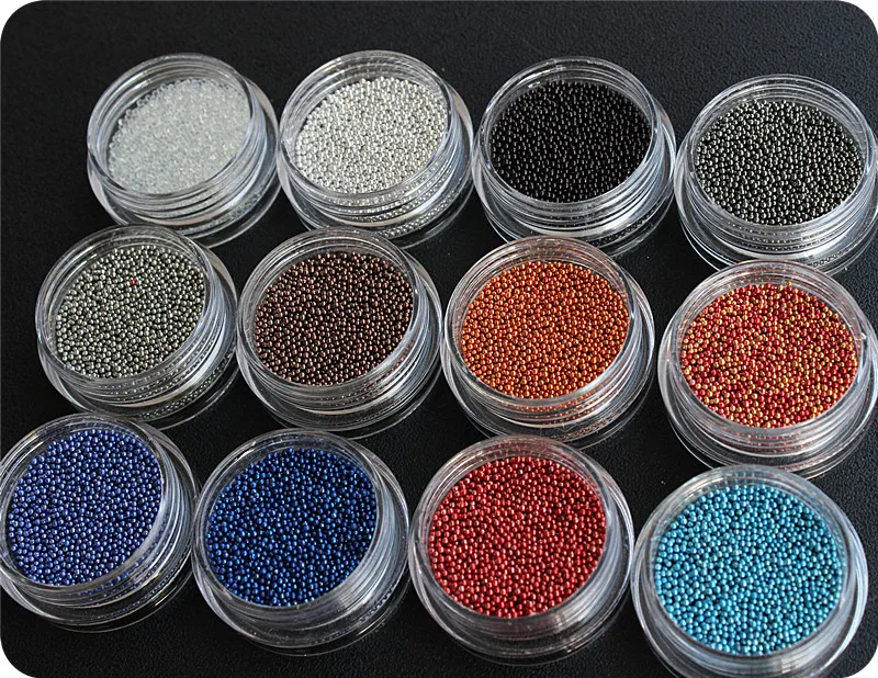 12-Color Punk Style Men's Retro Metal Manicure Micro Drill Small Bead Nail Stick-on Crystals Decorations Accessories Japanese-st