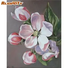 

RUOPOTY Pink White Flower Oil Painting By Numbers For Adults Children HandPainted 60x75cm Frame Acrylic Paint Drawing Canvas Art