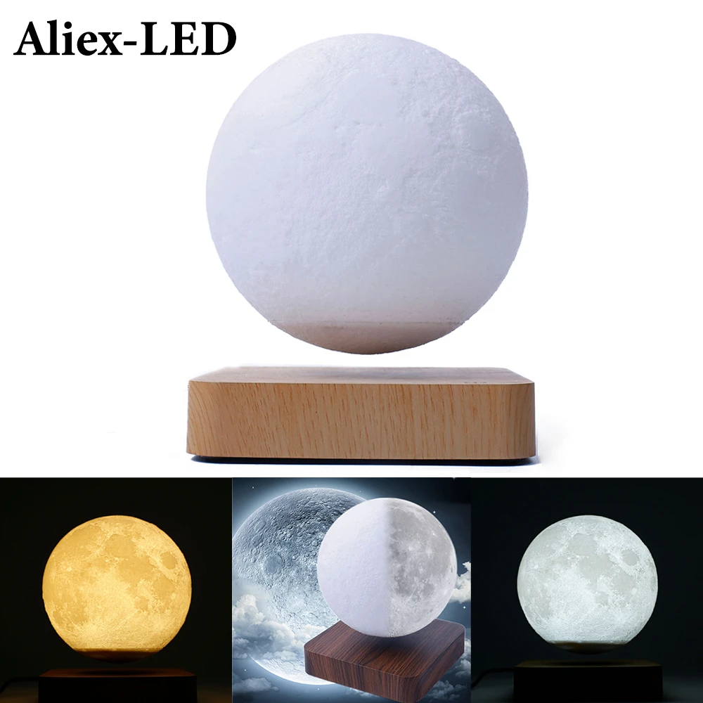 LED Levitating 3D Moon Lamp Touch Magnetic Levitation Night light Bedroom Decor Table Lamp for New year Gift Decorative Light