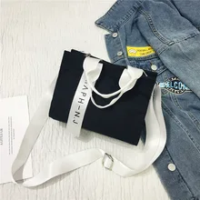 INS Harajuku-Style Ribbon Shoulder Bag Ulzzang Japanese-style Cloth Bag Hand School Bag Lettered Canvas Bag WOMEN'S Single-shoul