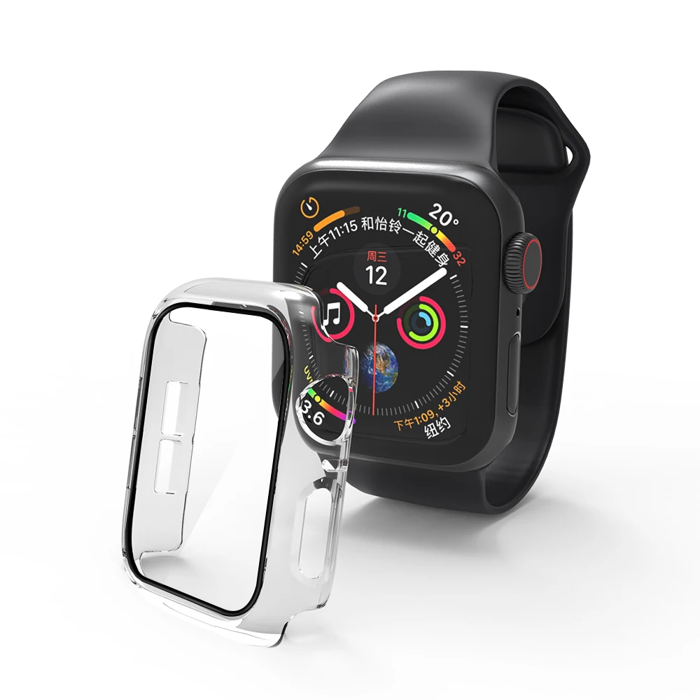 Glass+Case for iWatch Case Cover for Apple Watch Case 45/41mm 44mm 42mm 40mm 38mm Series 7 6 5 4 3 2 1 SE Protector Accessories
