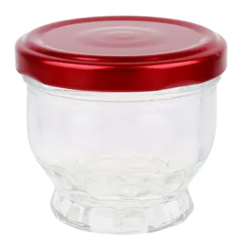 

4pcs Pudding Glass Bottle Heat-resistant Dessert Containers Honey Cup Cubilose Jars for Home Shop (75ml Red)