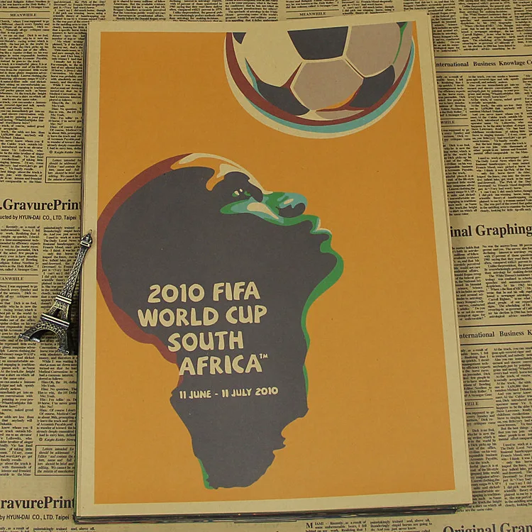 Large Vintage &quot2010 South Africa World Cup&quot Football Poster Home Decoration Wall Sticker Chart Retro Matte Kraft Paper | Дом и сад