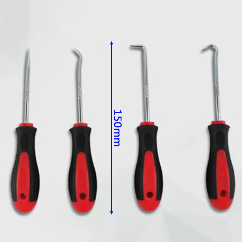 4Pcs Durable Car Hook& Pick Set Oil Seal O-Ring Seal Remover Craft Hand Tools 150mm Non-slip Embossed Arbor