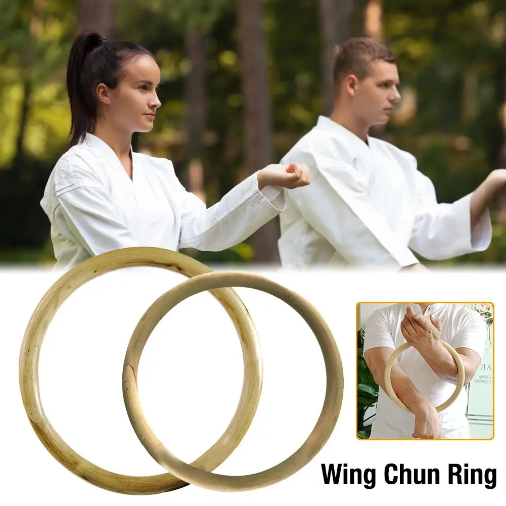 Zeiwohndc Chinese Kung Fu Wing Chun Hoop Wood Rattan Ring Sticky Hand Strength Training with Wood