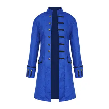 

Autumn Plus Size Punk Men Stand Collar Jacket Button Slim Long Trench Overcoat high quality material breathable comfortable
