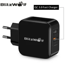 BlitzWolf QC3.0 USB адаптер для путешествий с европейской вилкой зарядное устройство для мобильного телефона быстрое зарядное устройство для iPhone 11X8 Plus для samsung смартфона