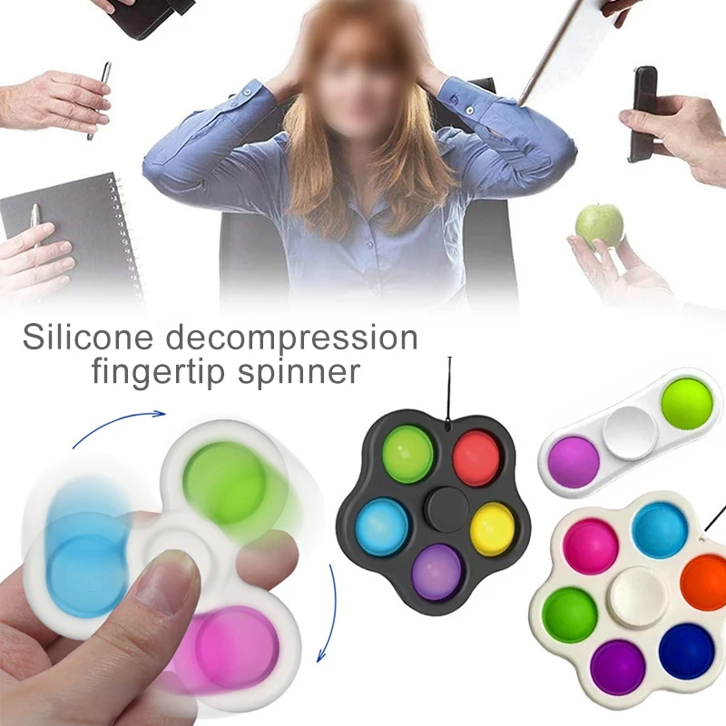 Simple Dimple Poppet Fidget Keychain Mini Poppit Toy Anti Stress Push Bubble Spinner Popet Fidget Toy Kids Finger Sensory Toy