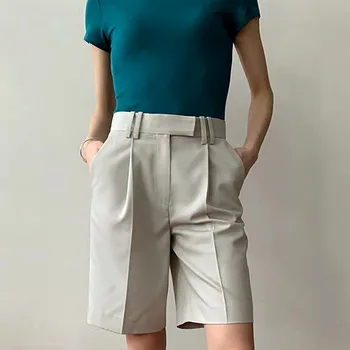 

Haute Couture French Style Bermuda Pants Female Office Lady OL Wear Chic Autumn Summer Safari Casual Knee Length Trousers