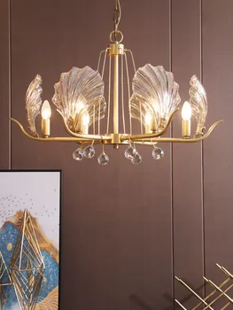 

Postmodern crystal LED chandelier living room lighting luxury copper restaurant lights glass simple home Nordic hanging lamps