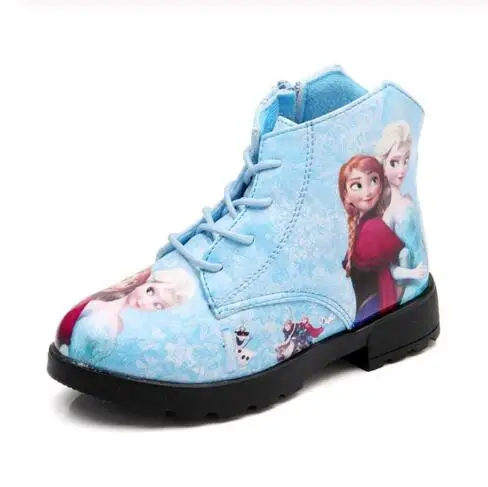 

Winter Girl Shoes Elsa Princess Short Boots Baby Cartoon Children Snow Queen Leather Martin Boots Child Shoes