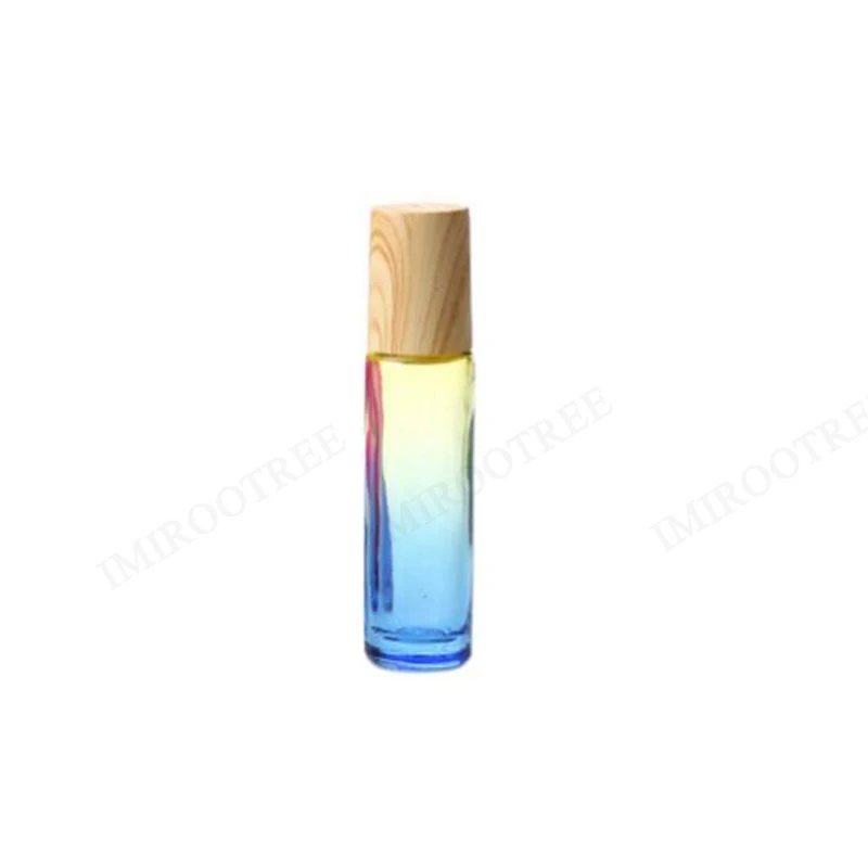yellow blue 12 шт 10 мл красочный Толстый Стеклянный ролик эфирные масла флаконы для духов с бамбуковыми колпачками - Цвет: yellow blue