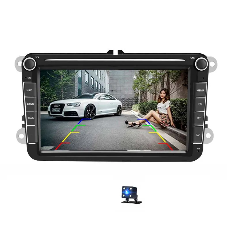 2 Din автомагнитола gps навигация Мультимедиа для VW POLO PASSAT B5 B6 Golf 5 Octavia SEAT LEON Tiguan Touran Jetta School Rapid - Цвет: with  camera