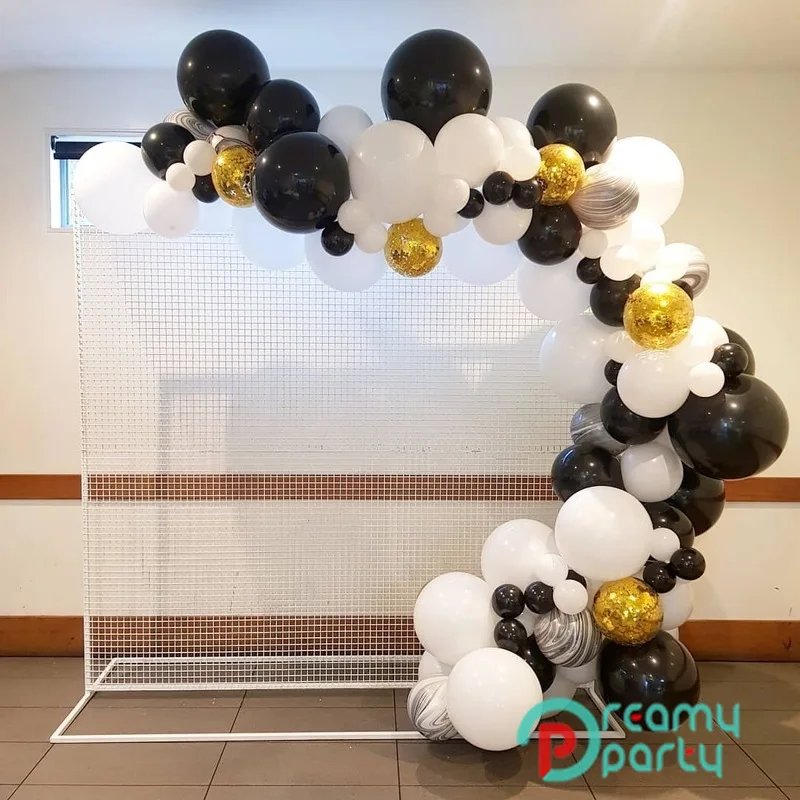 

115pcs Round Balloon Garland Arch Mixed Black White Gold Latex Balloons Strip Chain for Birthday Wedding Decoration
