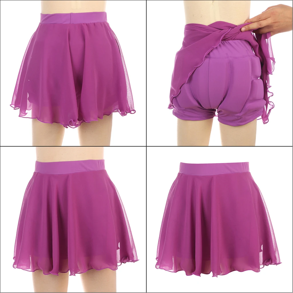 Women Ice Figure Skating Dress Dance Roller Skating Skirt Rose Red