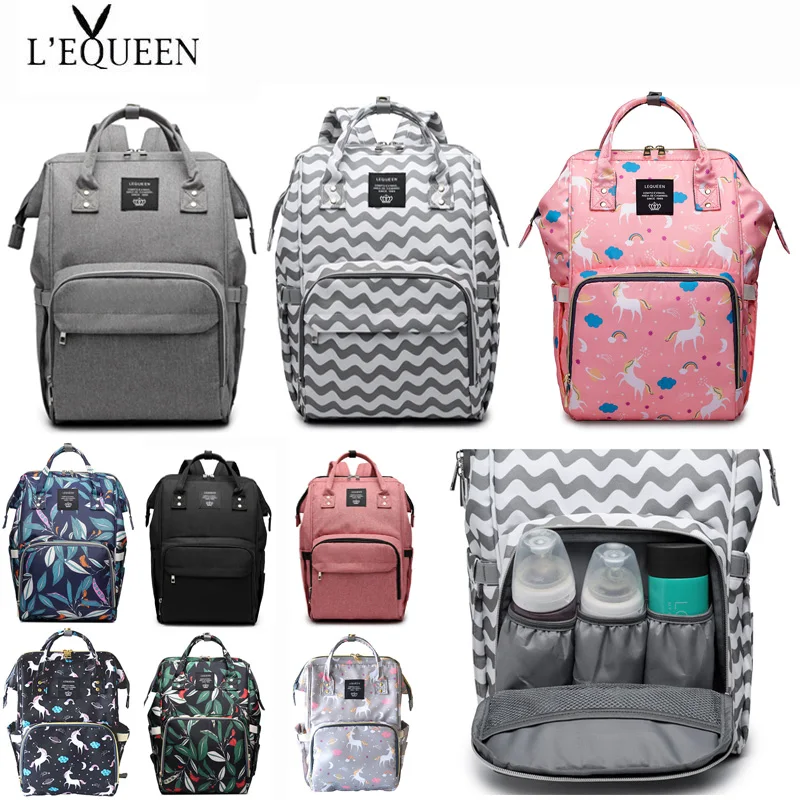 

Lequeen Fashion Mummy Maternity Nappy Bag Brand Large Capacity Baby Bag Travel Backpack Designer Nursing Bag for Baby Care