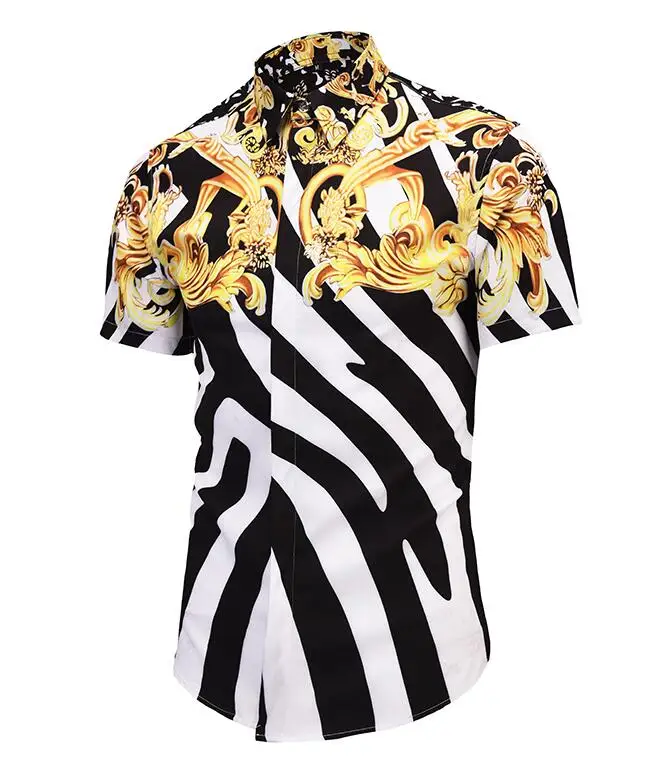 

European and American style flower shirt retro American short-sleeved personality flower shirt men and women with the trend of H