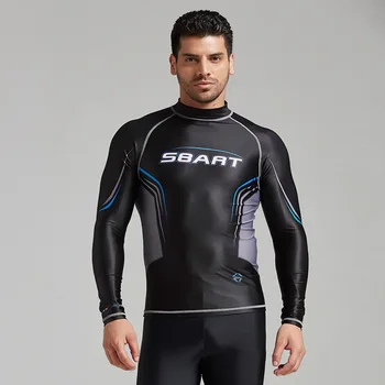

2020 New Rash Guards T Shirts For Men Adult Swimsuits Swimwear Tops Bathing Suit Long Sleeve Quick-Dry Surfing Snorkeling EO