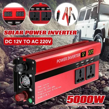 

12V 220V 5000W Solar Inverter LED Display Car Power Inverter 4 USB Port Charger Voltage Transformer Converter Adapter