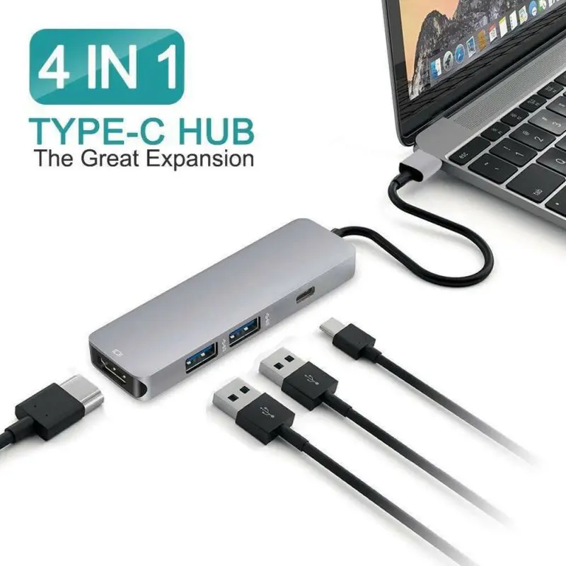 4 в 1 концентратор адаптер USB C к HDMI адаптер с 4K USB-C к USB 3,0 type C к USB 2,0 100 Вт PD зарядное устройство для MacBook Pro /