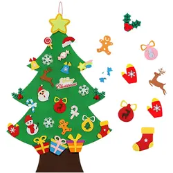Войлочная Рождественская елка 46,5 дюймов 3D набор сделай сам с 33 декоративными элементами, Настенный декор, украшения для рождественской