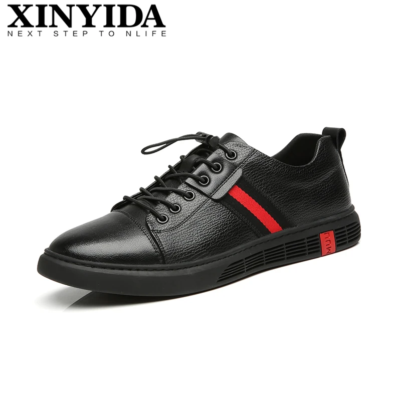 

High Quality Genuine Leather Men Skateboard Shoes Elastic Band Breathable Casual Sneakers Fashion Men Trainers Shoes Size 38-44
