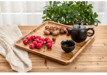 

Square Shape Bamboo Pan Plate Fruit Dishes Saucer Tea Tray Dessert Dinner Bread Plate