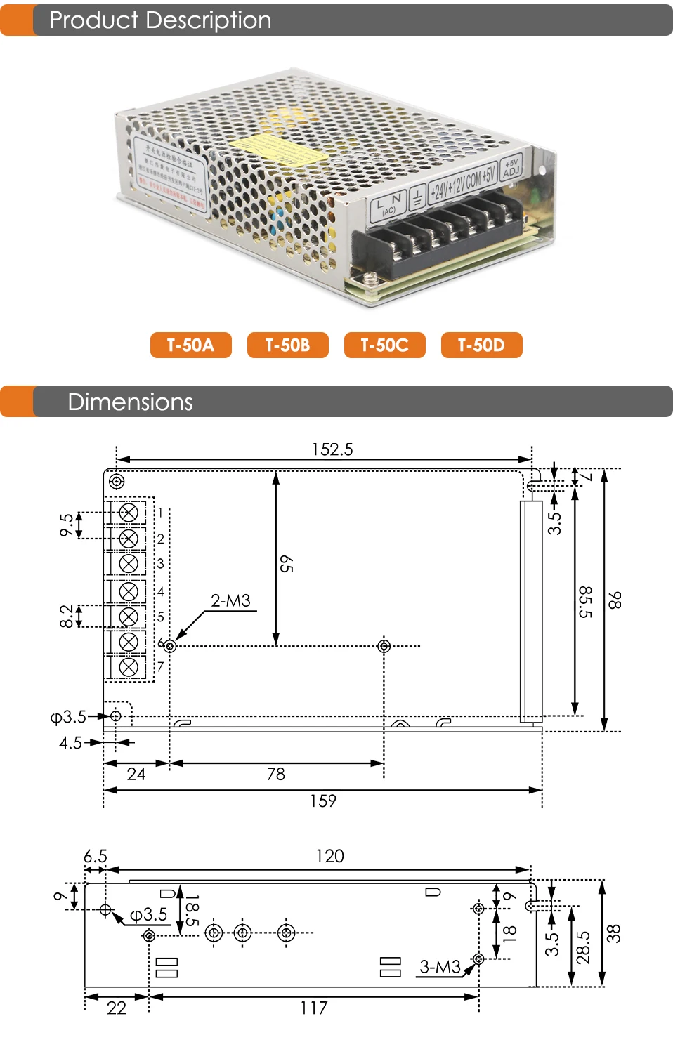 Description Picture 3 of itemThree groups of output dc power supply T-50A/50B/50C/50D dc power supply switching
