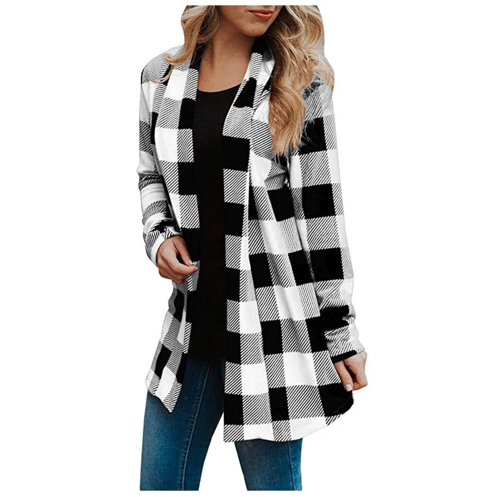Весенне осенняя куртка Женские клетчатые кардиганы пальто повседневное женское