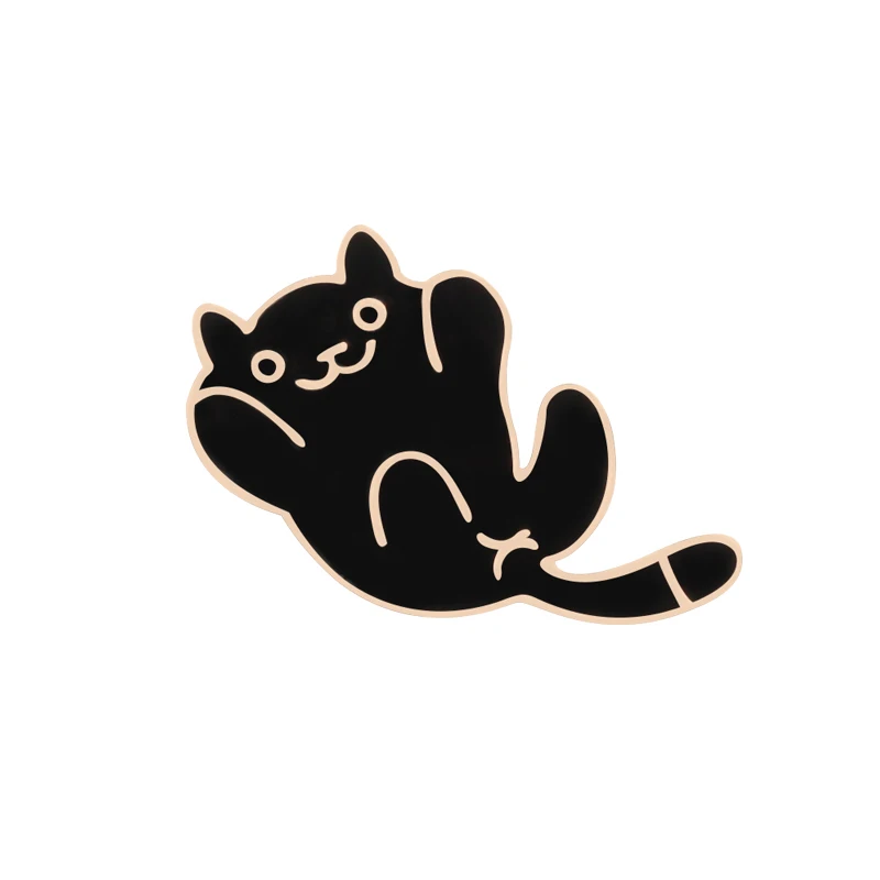 Black Cartoon Brooches Hat Crzay Cat Icons Enamel Pins Denim Clothes Shirts Lapel Pin For Men Cool Buckle Badge Accessories - Окраска металла: Cat 1