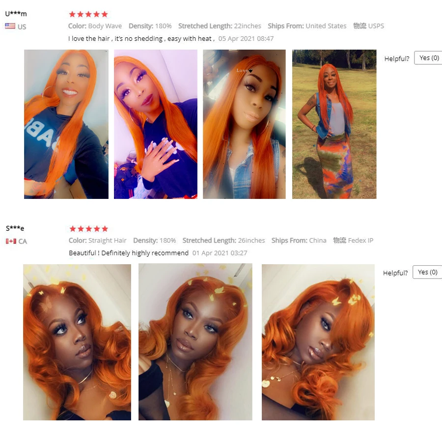 Orange Non-Glue Lace Wig Online