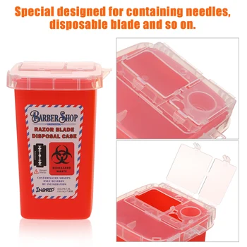 

Portable 1L Sharps Container Medical Needles Bin Biohazard Tattoo Piercing Needles Barber Razor Blade Disposal Collect Box