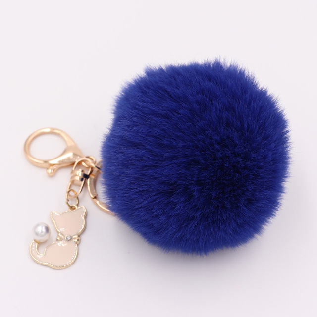 Fur Pompom Keychain Artificial Rabbit Fur Pompom Keychain Kitten Pendant Key Ring Fluffy Handbag Women Keychain Key Ring