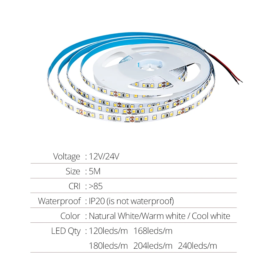 Светодиодный ленточный светильник 5 м 2835 SMD 12 В 24 гибкая Диодная лента 120/168/180/204/240