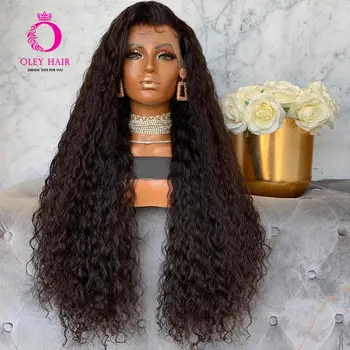 

OLEY High Density Black Kinky Curly Wig With Bangs Heat Resistant Synthetic Lace Front Wig Glueless Cosplay Wigs For Black Women