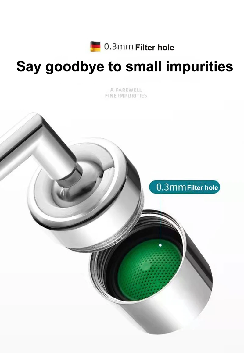 Description Picture 3 of itemSplash Filter Faucet 720° Rotate Water Outlet Faucet Extender Bubbler Sprayer Kitchen Bathroom Sink Accessories Water Tap Filter