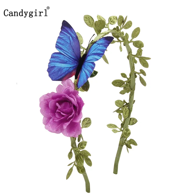 Candygirl Butterfly Bow Headbands Hoop Hairpin Floral Fabric Kids Women Hairbands Printing Headdress Hair Accessories Headwear 1pc